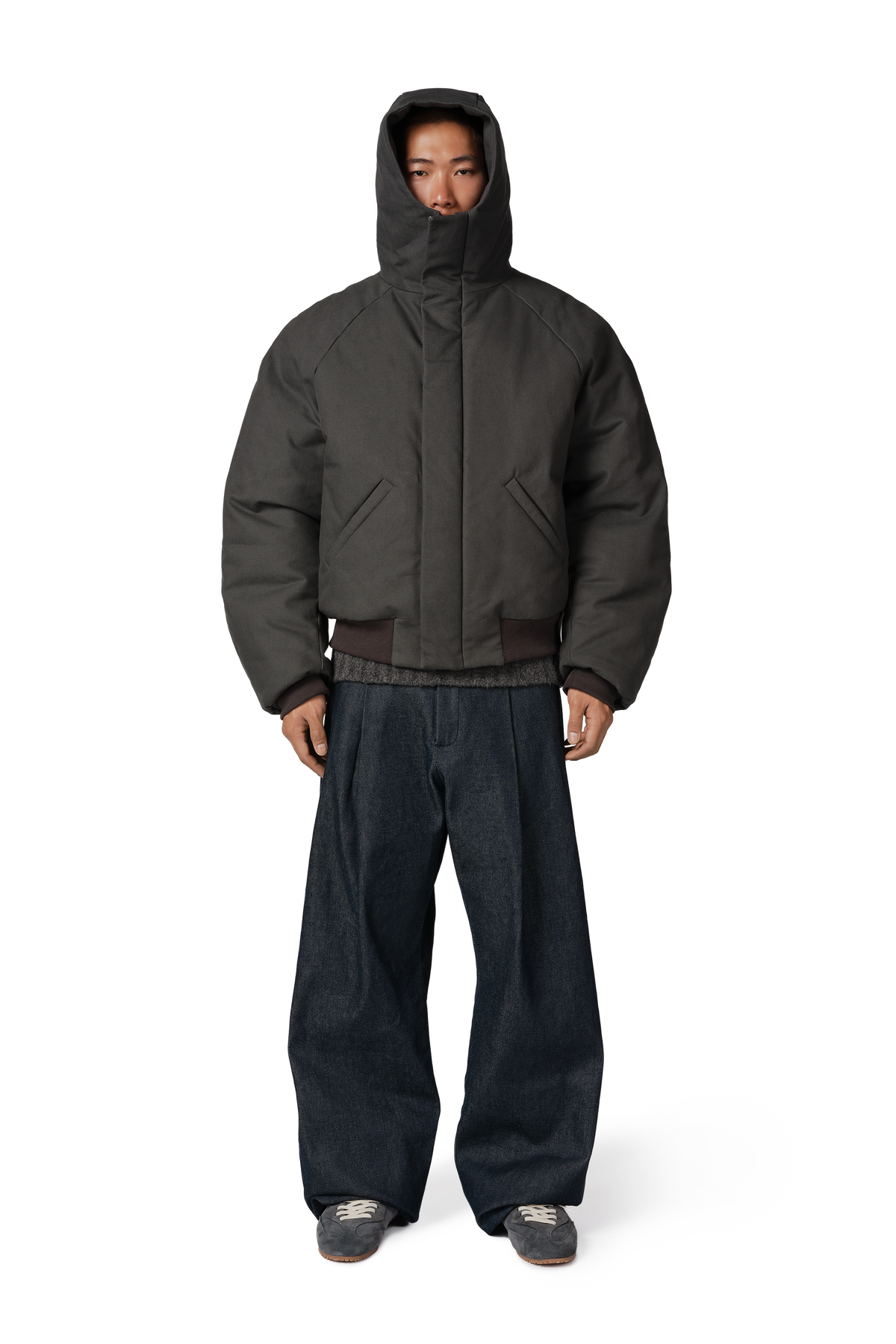 Orb Puffer Coat in Stone Pine