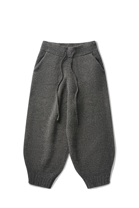 Pantalon en maille de laine à revers en grain de granit