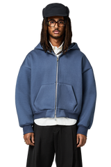 V2 Zipped Hoodie in Denim Blue