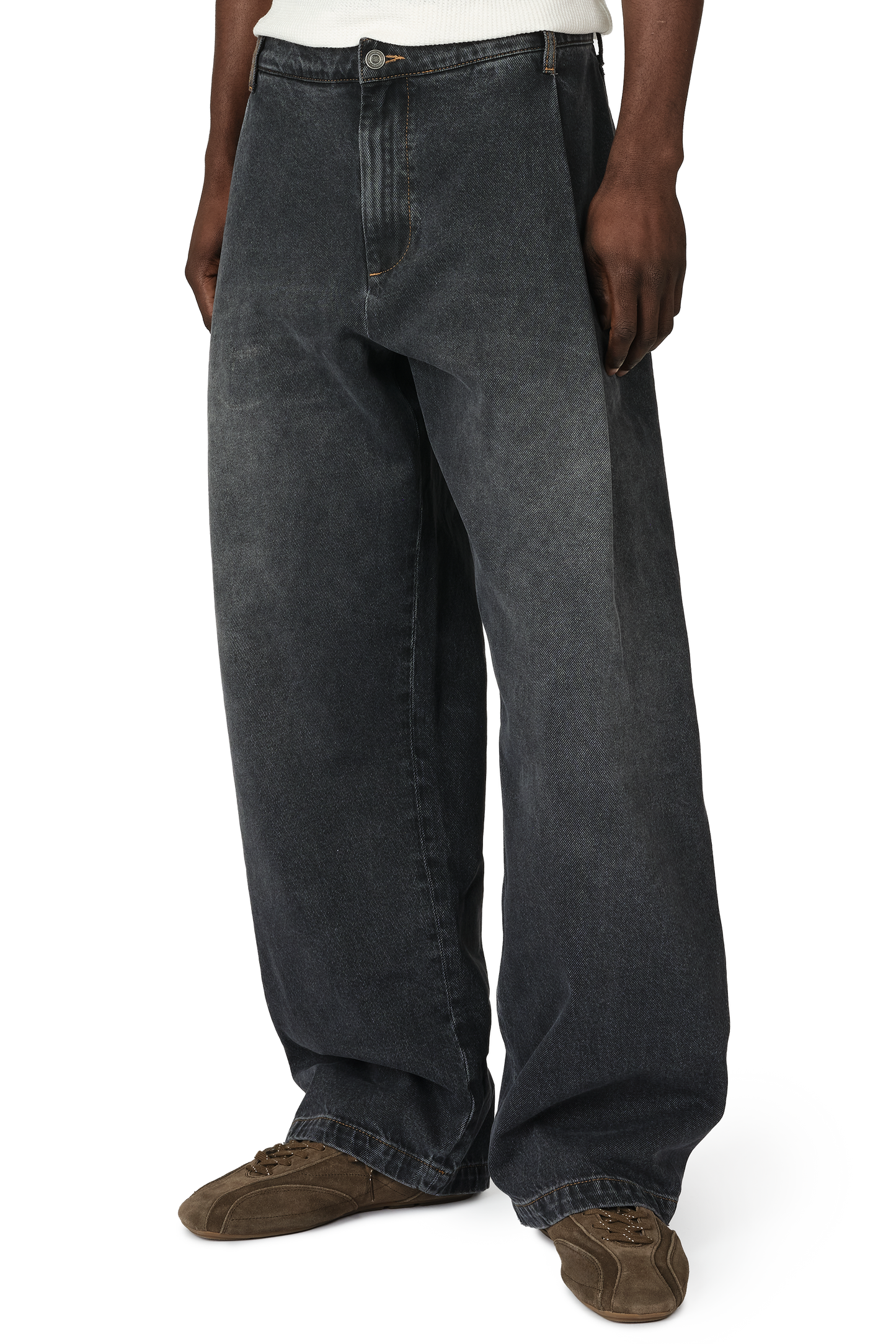 Denim Bermuda Jeans in Stone