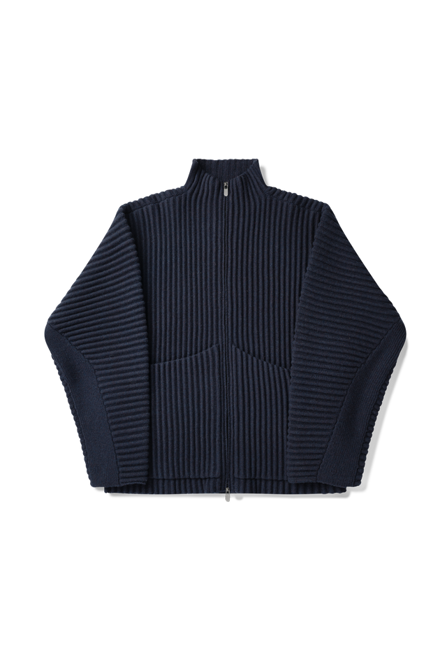 Globe Rib Knit Cardigan in Marine