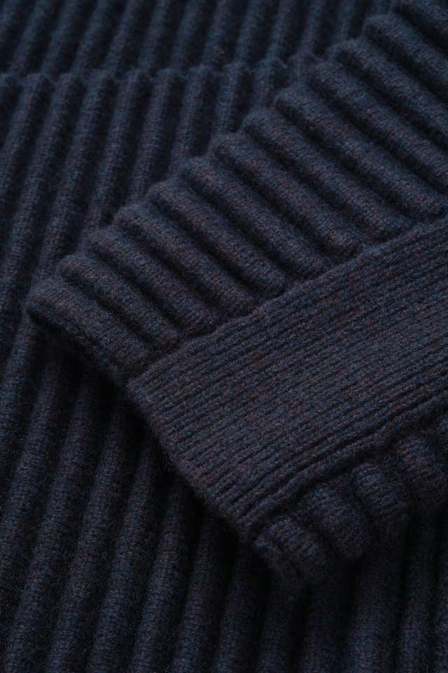 Globe Rib Knit Cardigan in Marine