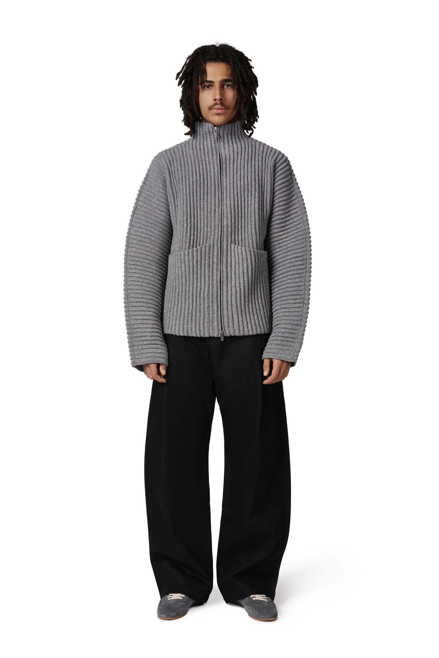 Globe Rib Knit Cardigan in Rhino