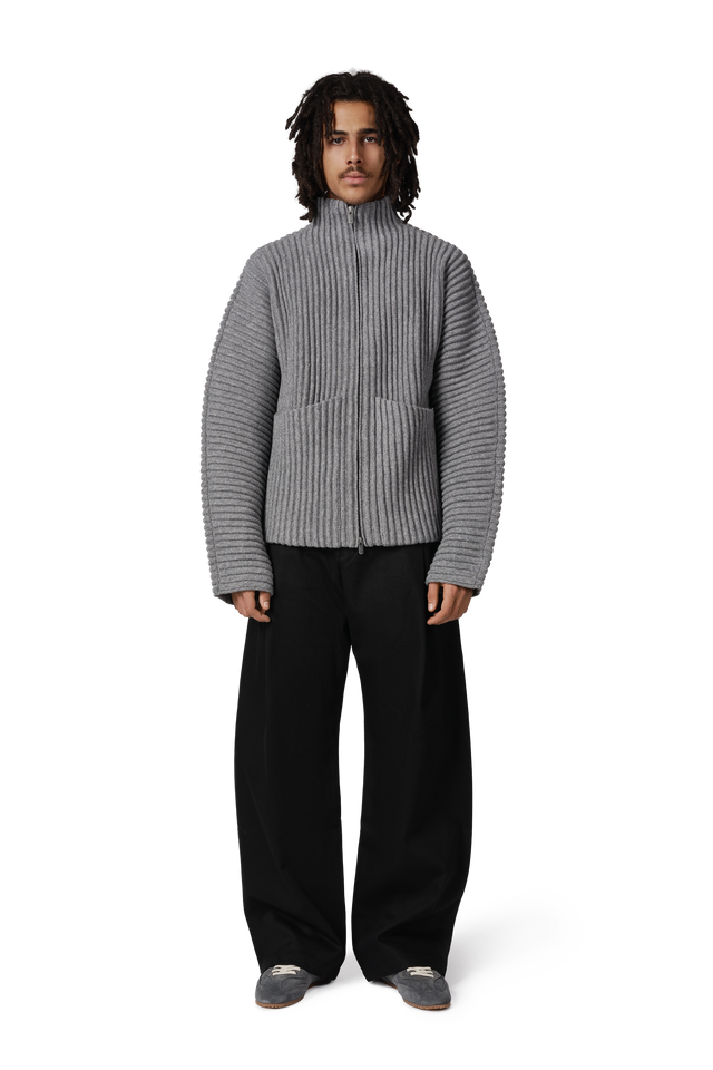 Globe Rib Knit Cardigan in Rhino