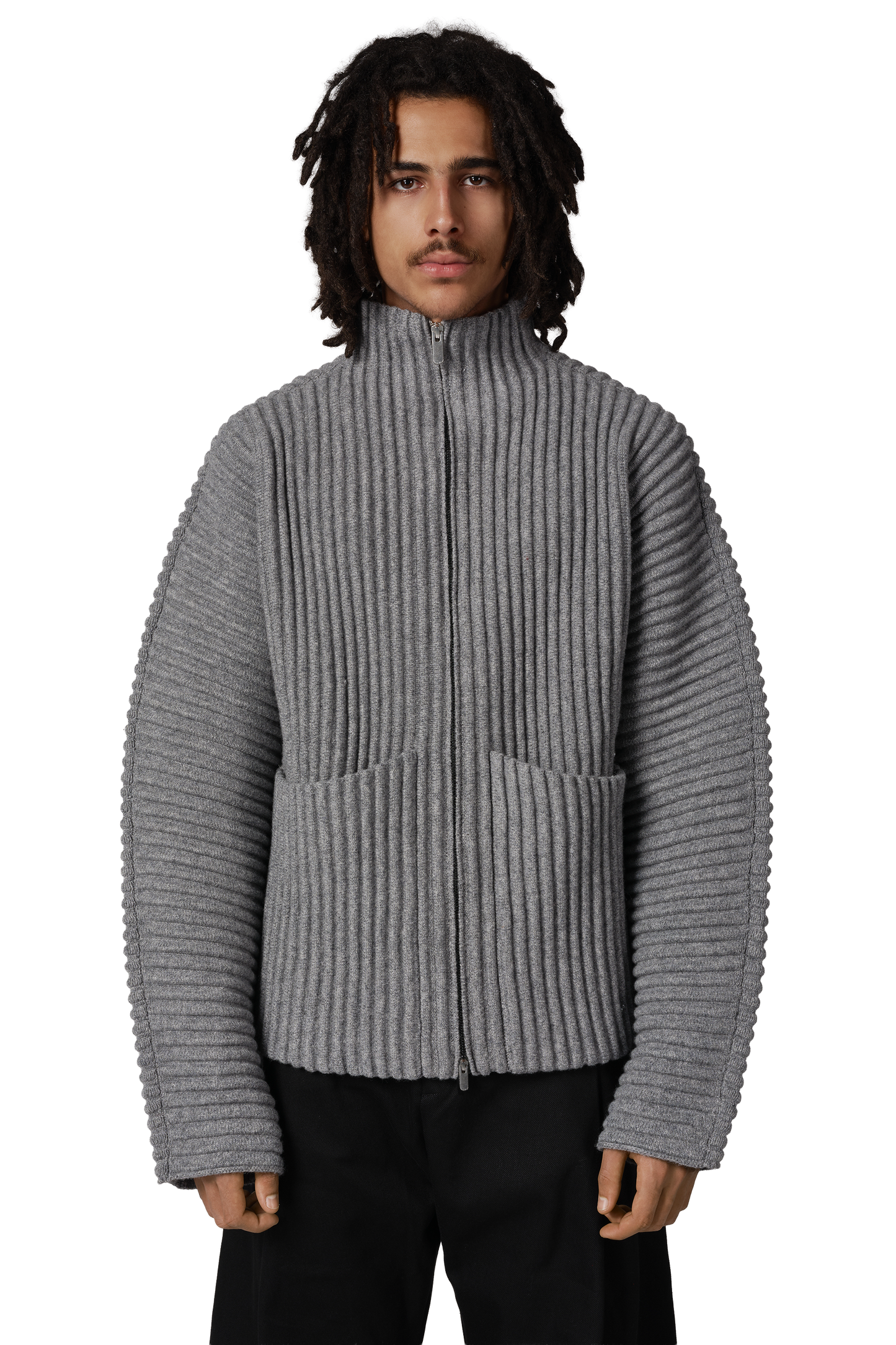 Globe Rib Knit Cardigan in Rhino