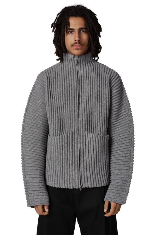 Globe Rib Knit Cardigan in Rhino