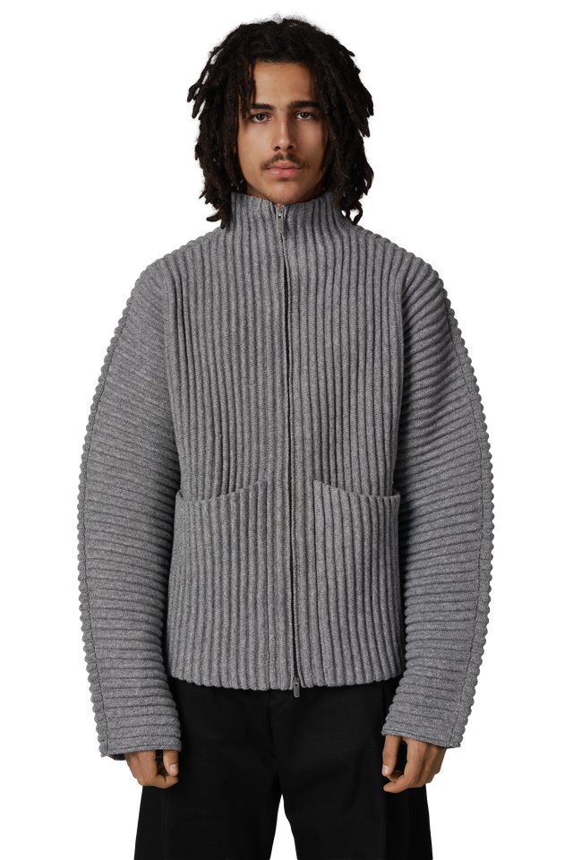 Globe Rib Knit Cardigan in Rhino