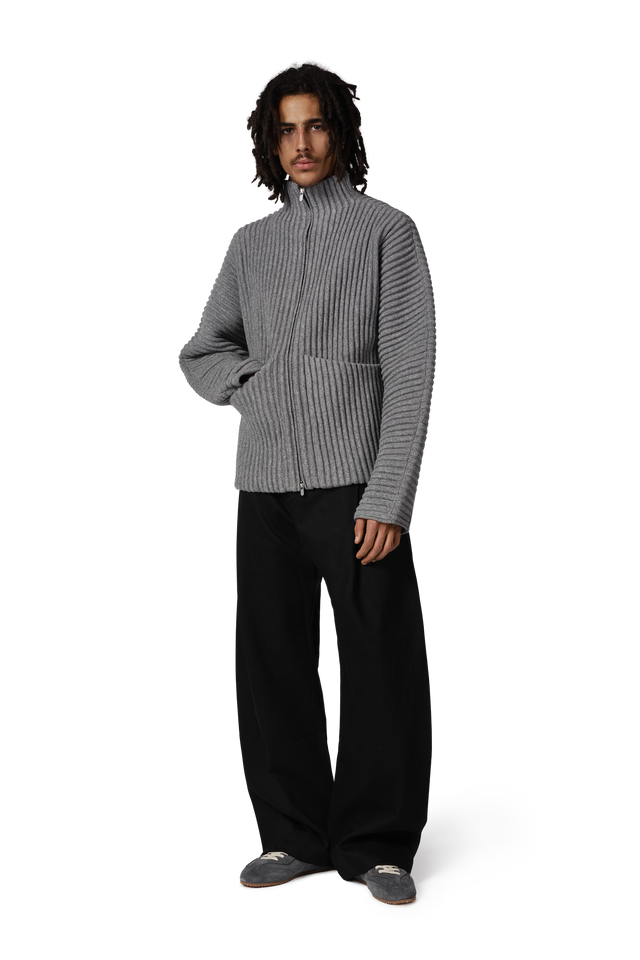 Globe Rib Knit Cardigan in Rhino