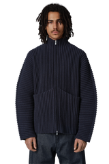 Globe Rib Knit Cardigan in Marine