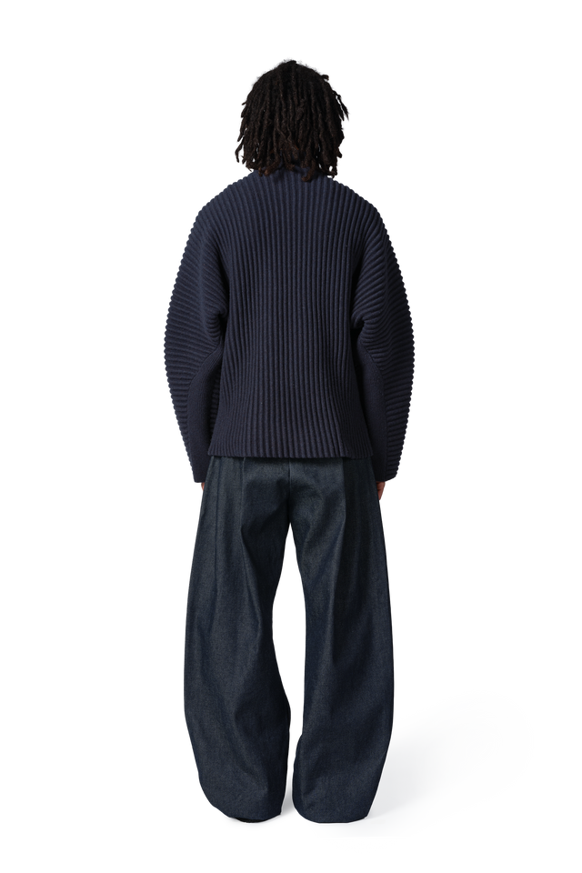 Globe Rib Knit Cardigan in Marine