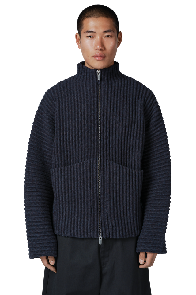 Globe Rib Knit Cardigan in Marine
