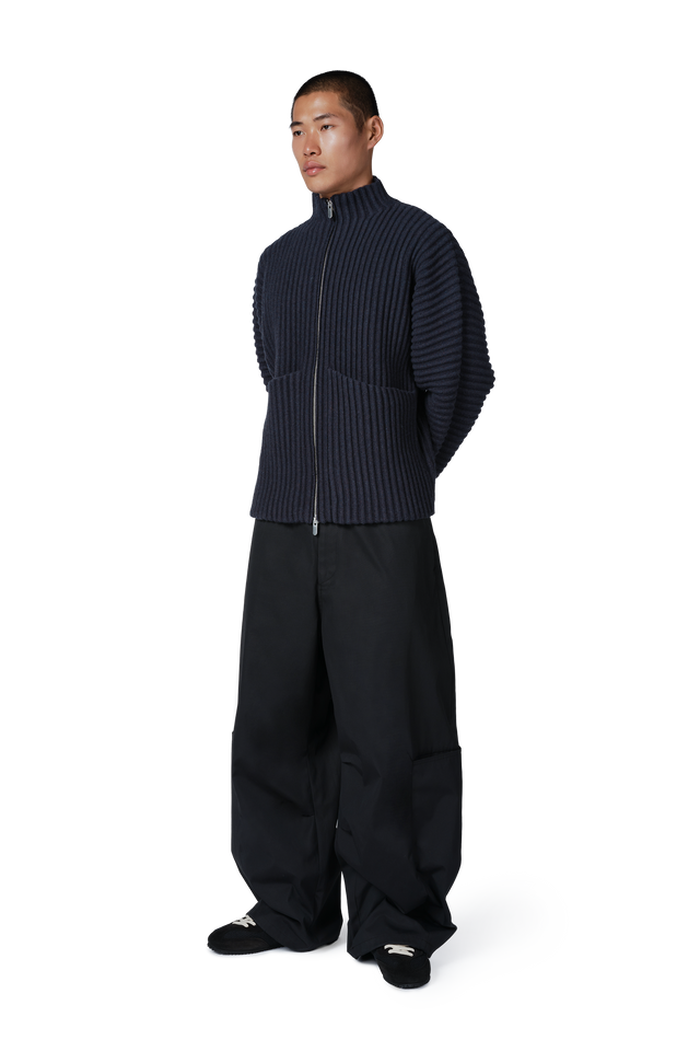 Globe Rib Knit Cardigan in Marine