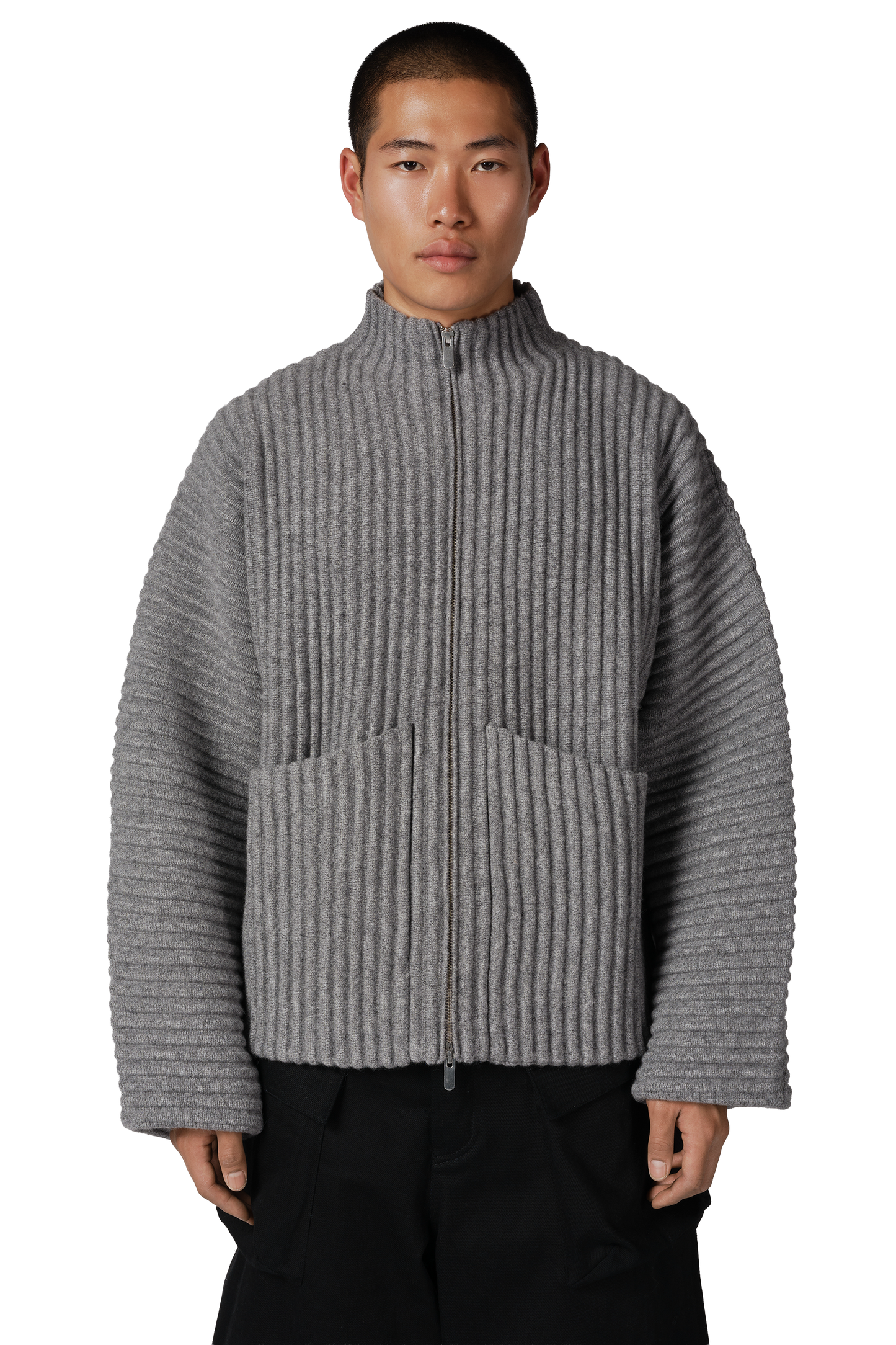 Globe Rib Knit Cardigan in Rhino
