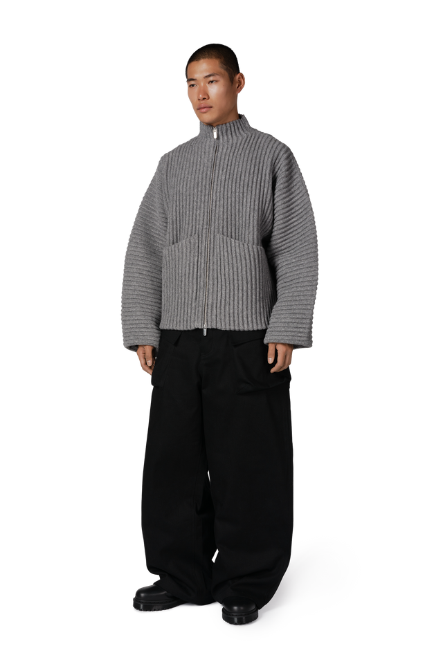 Globe Rib Knit Cardigan in Rhino