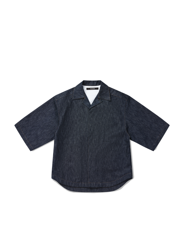 M5 Cuban Collar Shirt in Raw Indigo