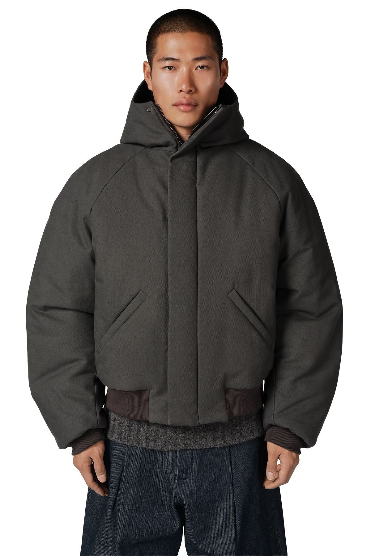 Orb Puffer Coat in Stone Pine