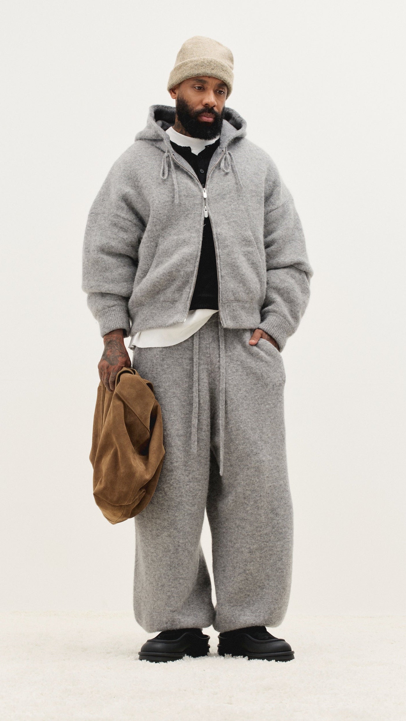 Alpaca Knit Cuff Pant in Alpaca Cloud