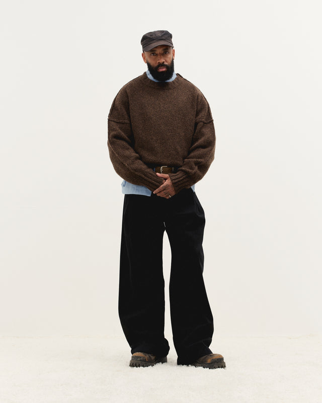 Wool Knit Crewneck in Chestnut Grain
