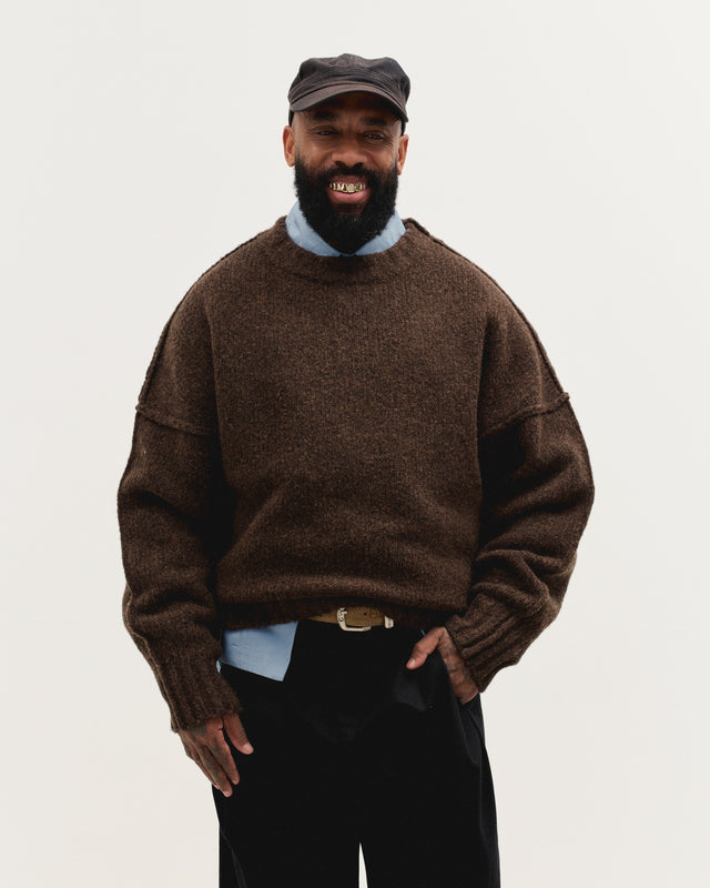 Wool Knit Crewneck in Chestnut Grain