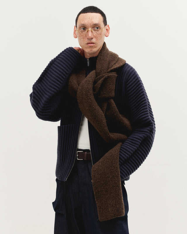 Wool Knit Duvet Scarf in Chestnut Grain