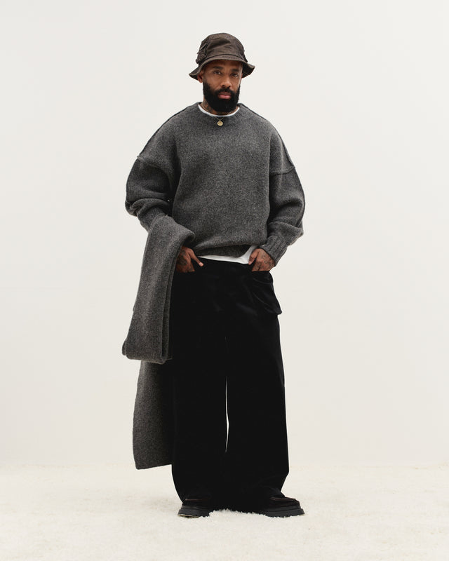 Wool Knit Crewneck in Granite Grain