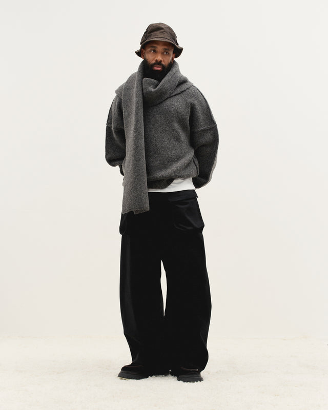 Wool Knit Duvet Scarf in Granite Grain