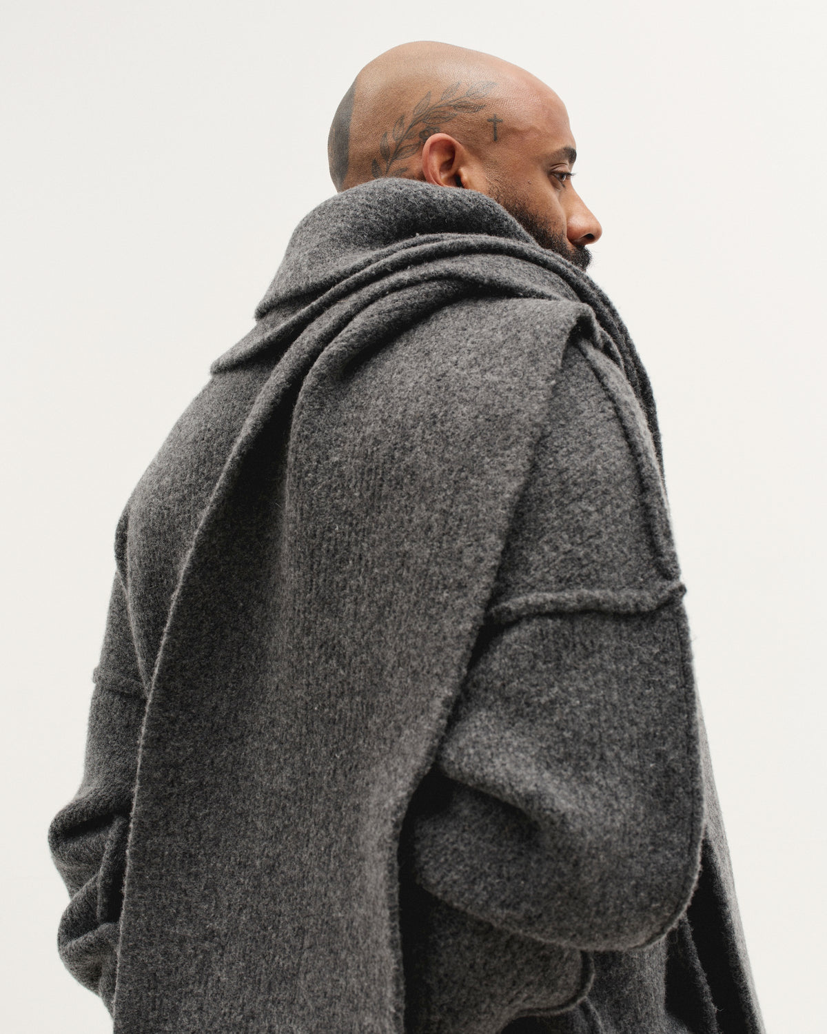 Wool Knit Duvet Scarf in Granite Grain