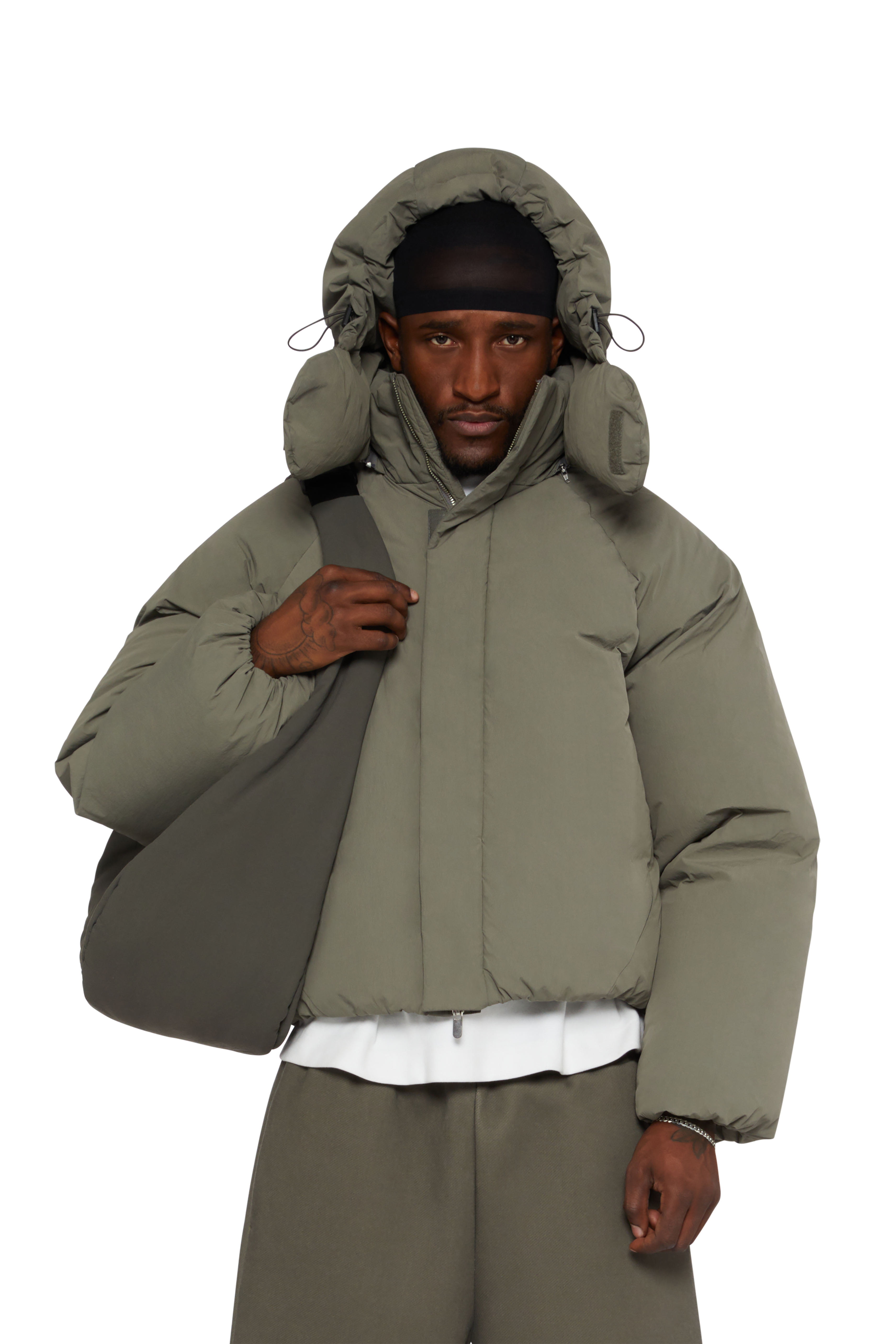 Mens Green Duck Down Insulated Coat