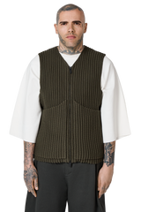Ribbed Knit Utility Vest in Thyme