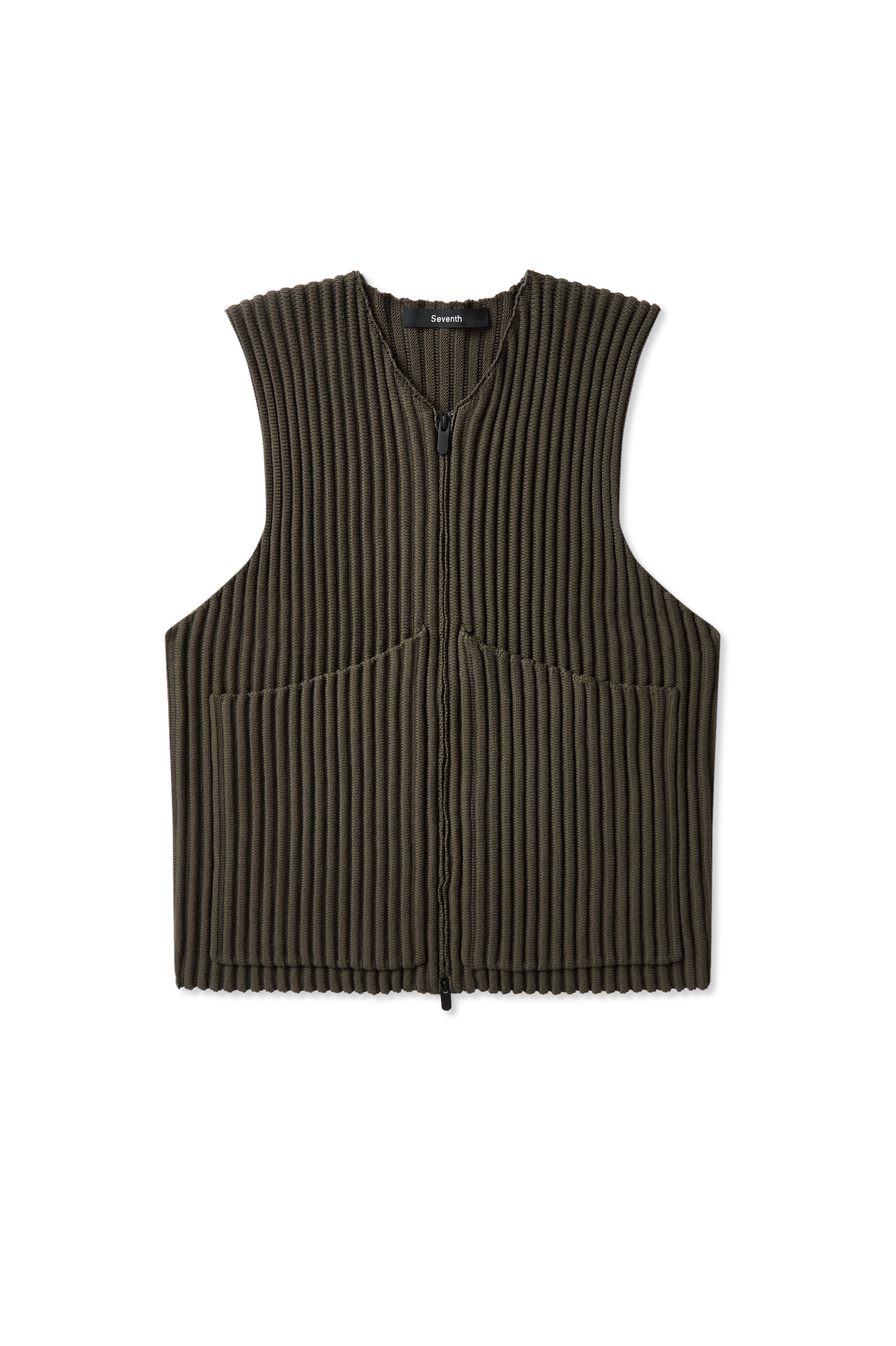 Ribbed Knit Utility Vest in Thyme