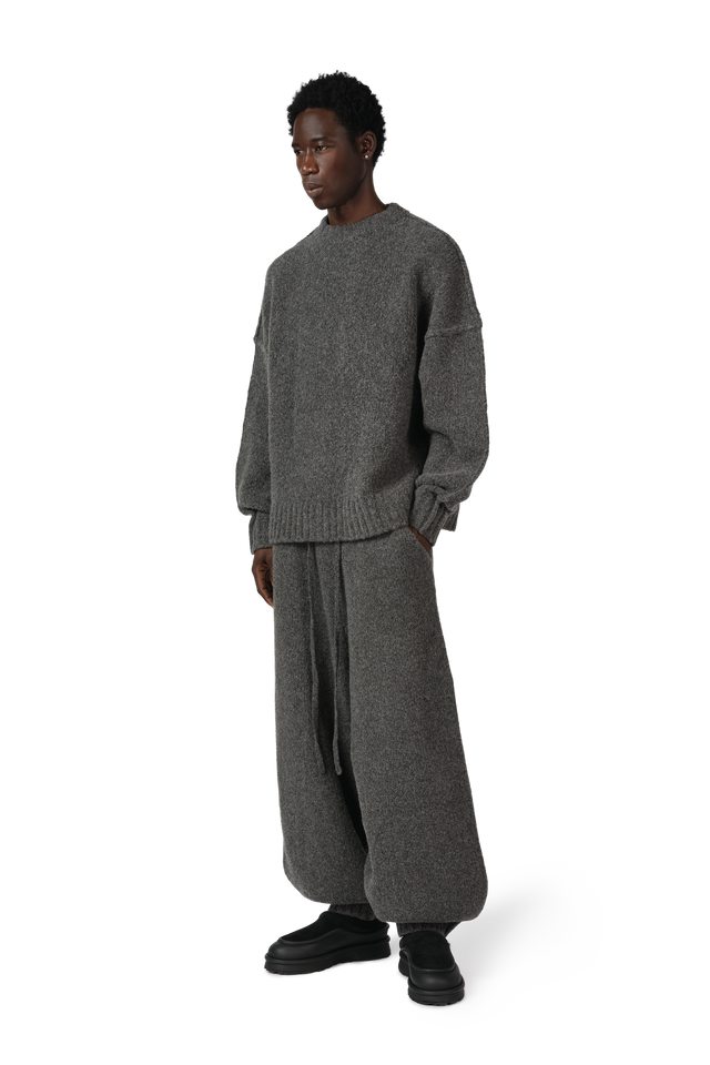 Wool Knit Crewneck in Granite Grain