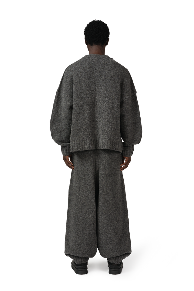 Wool Knit Cuff Pant in Granite Grain