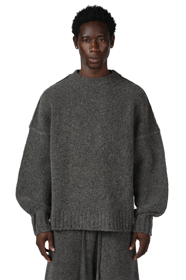 Wool Knit Crewneck in Granite Grain
