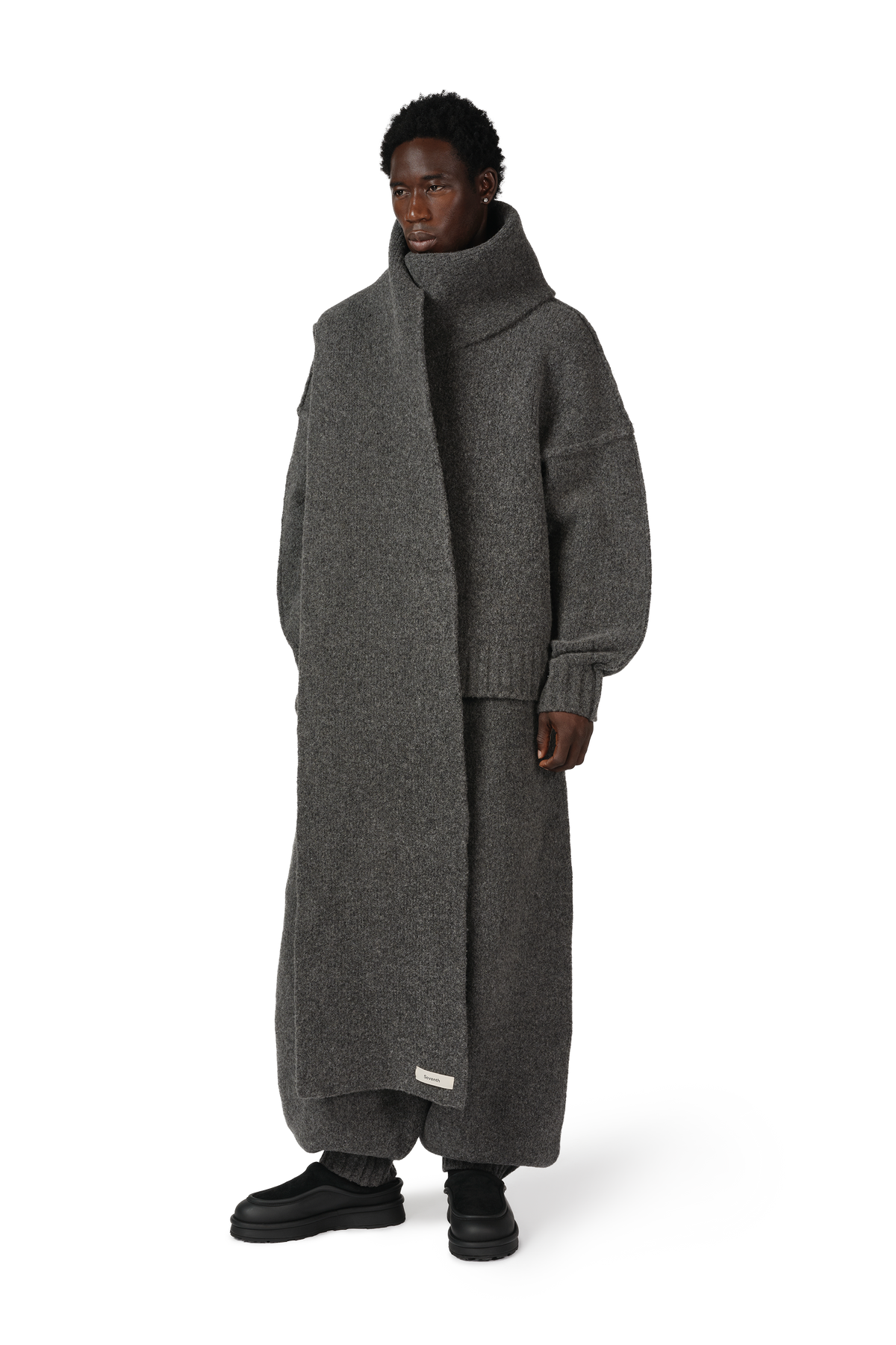 Wool Knit Duvet Scarf in Granite Grain