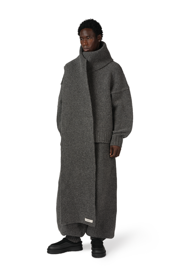 Wool Knit Duvet Scarf in Granite Grain