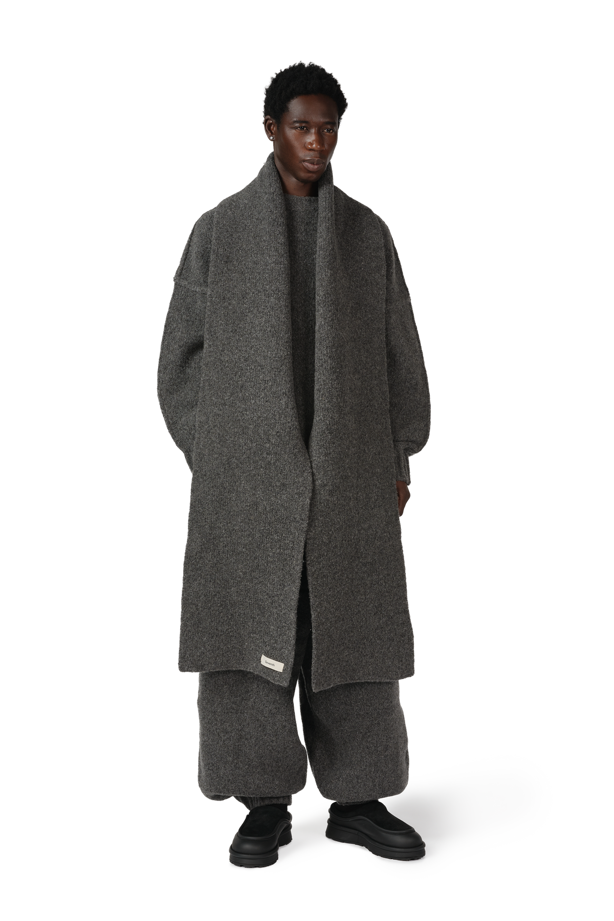 Wool Knit Duvet Scarf in Granite Grain