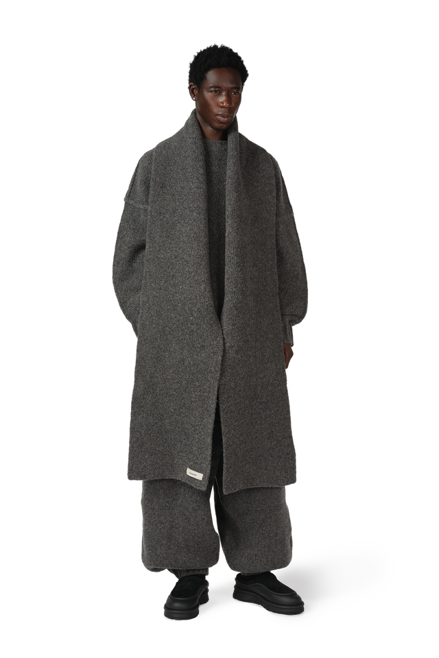 Wool Knit Duvet Scarf in Granite Grain