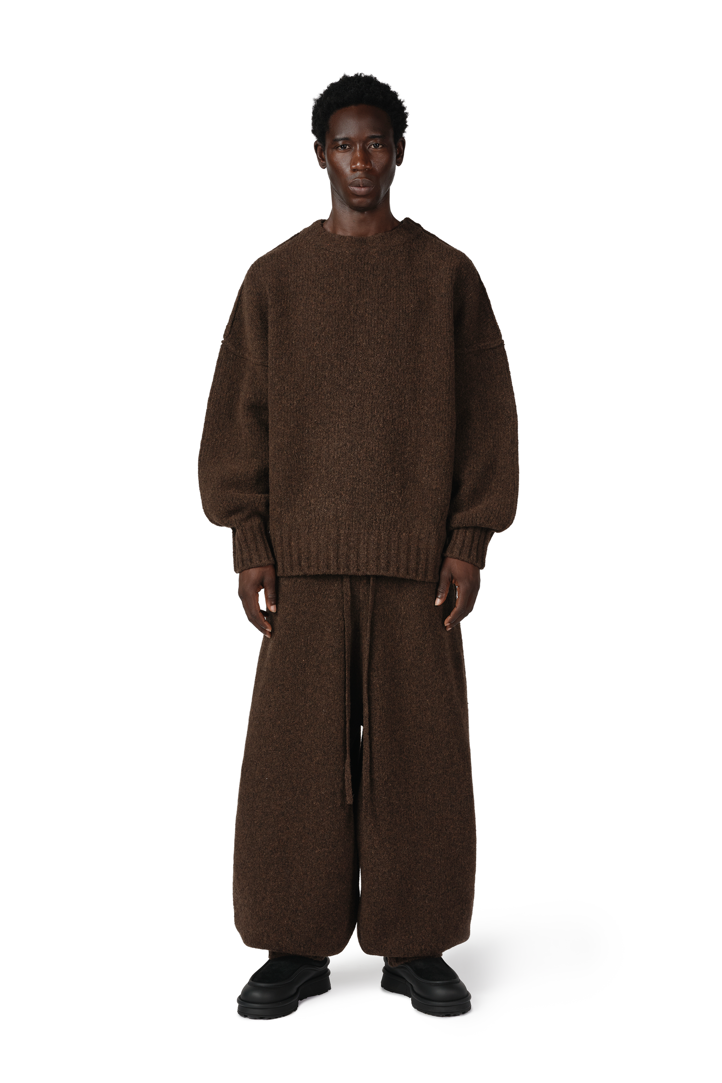 Wool Knit Crewneck in Chestnut Grain