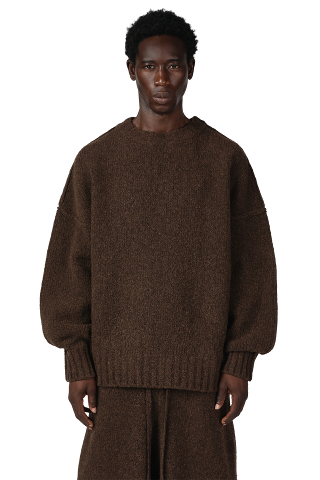 Wool Knit Crewneck in Chestnut Grain