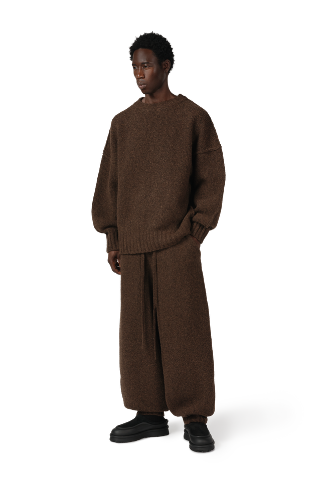 Wool Knit Cuff Pant in Chestnut Grain