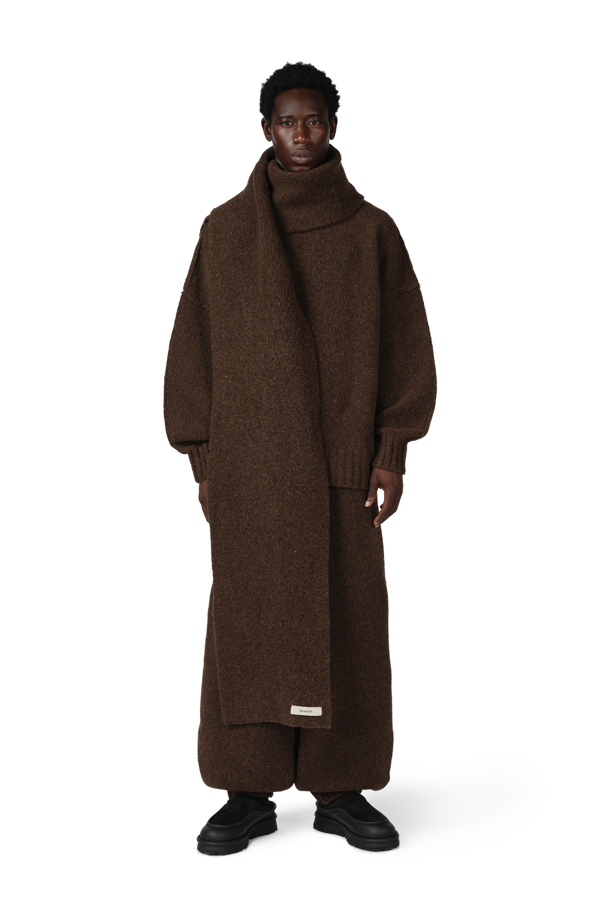 Wool Knit Duvet Scarf in Chestnut Grain