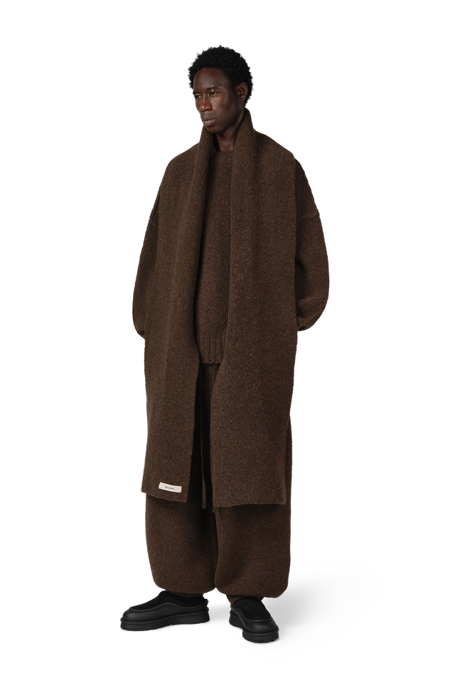 Wool Knit Duvet Scarf in Chestnut Grain