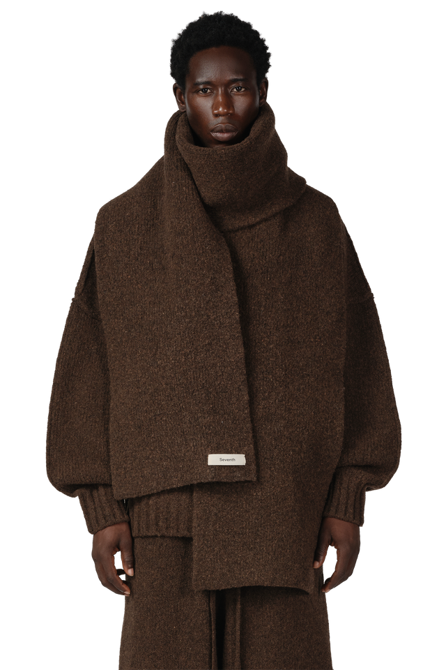 Wool Knit Duvet Scarf in Chestnut Grain