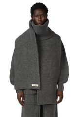 Wool Knit Duvet Scarf in Granite Grain