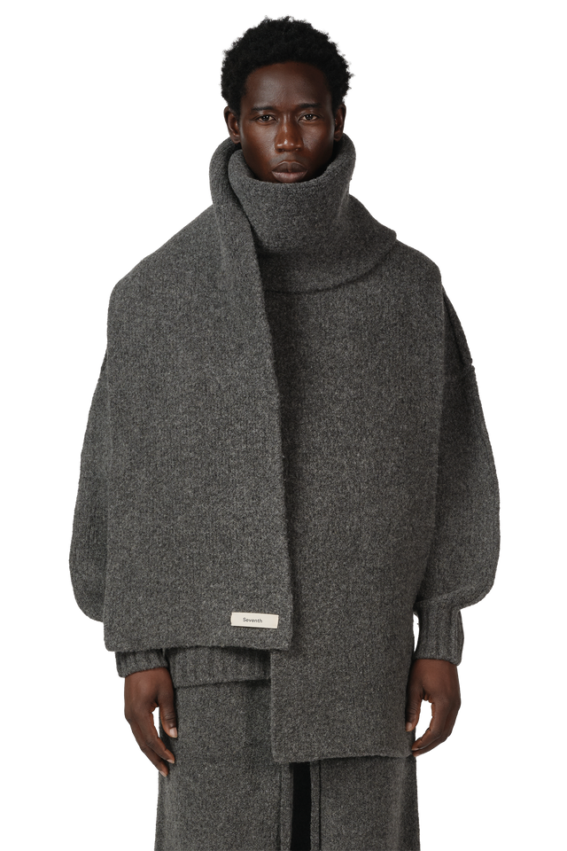 Wool Knit Duvet Scarf in Granite Grain