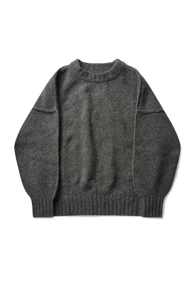 Wool Knit Crewneck in Granite Grain