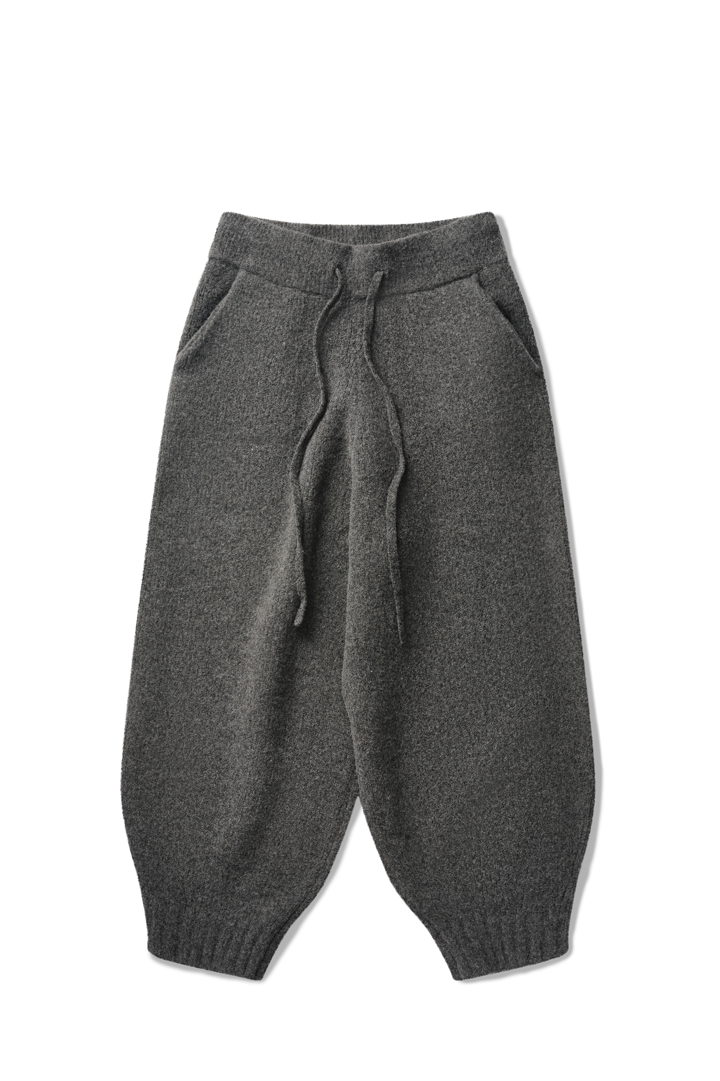 Pantalon en maille de laine à revers en grain de granit