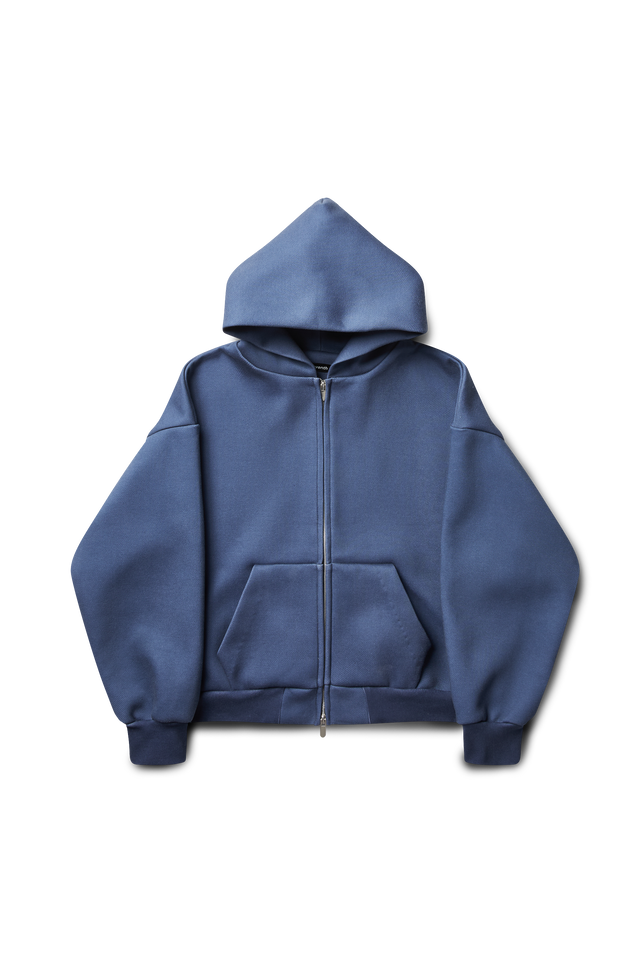 V2 Zipped Hoodie in Denim Blue