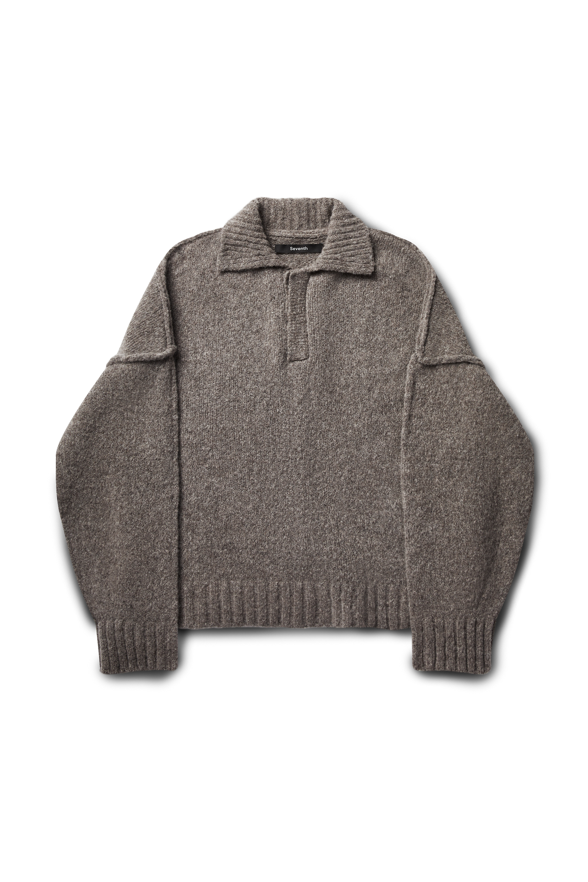 Wool-knit Polo in Latte Grain