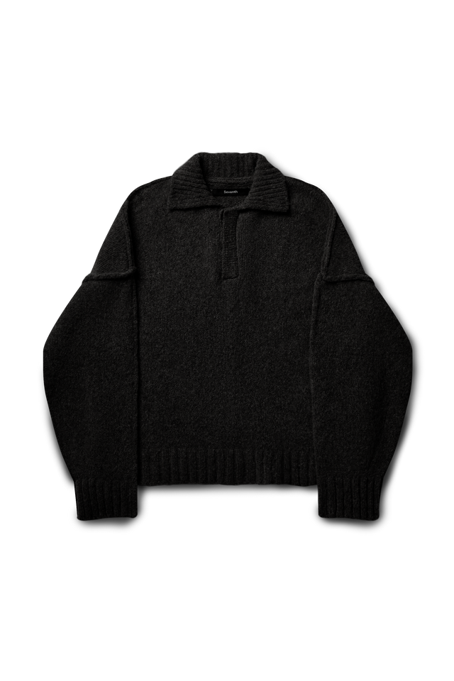 Wool-knit Polo in Night